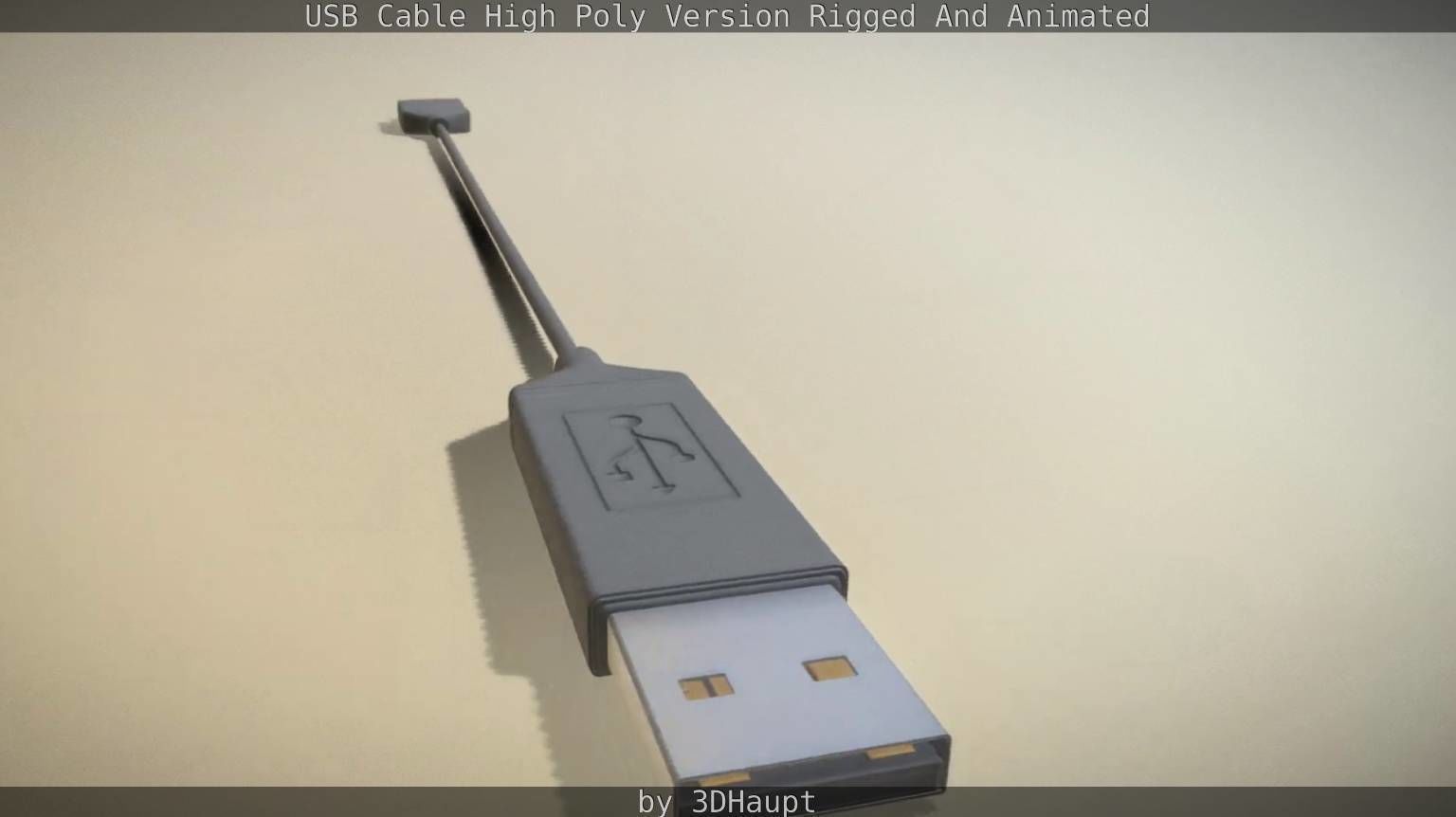 USB 3 Cable High Poly Version Rigged And Animated 3D model_13