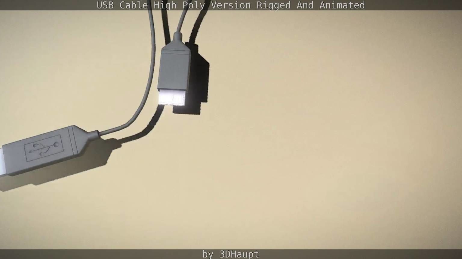 USB 3 Cable High Poly Version Rigged And Animated 3D model_38
