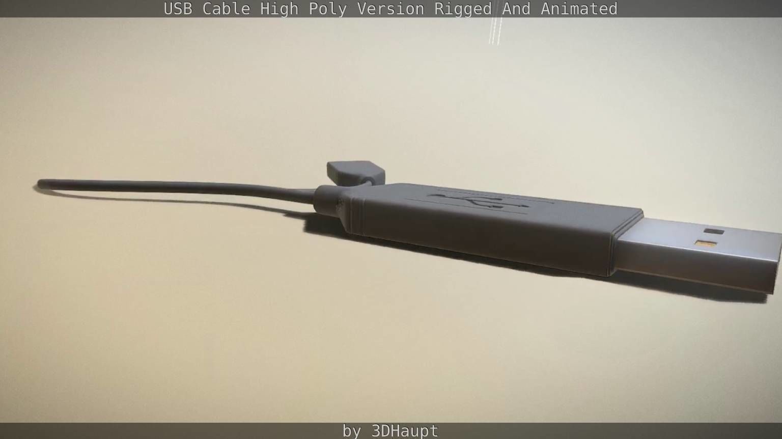 USB 3 Cable High Poly Version Rigged And Animated 3D model_93