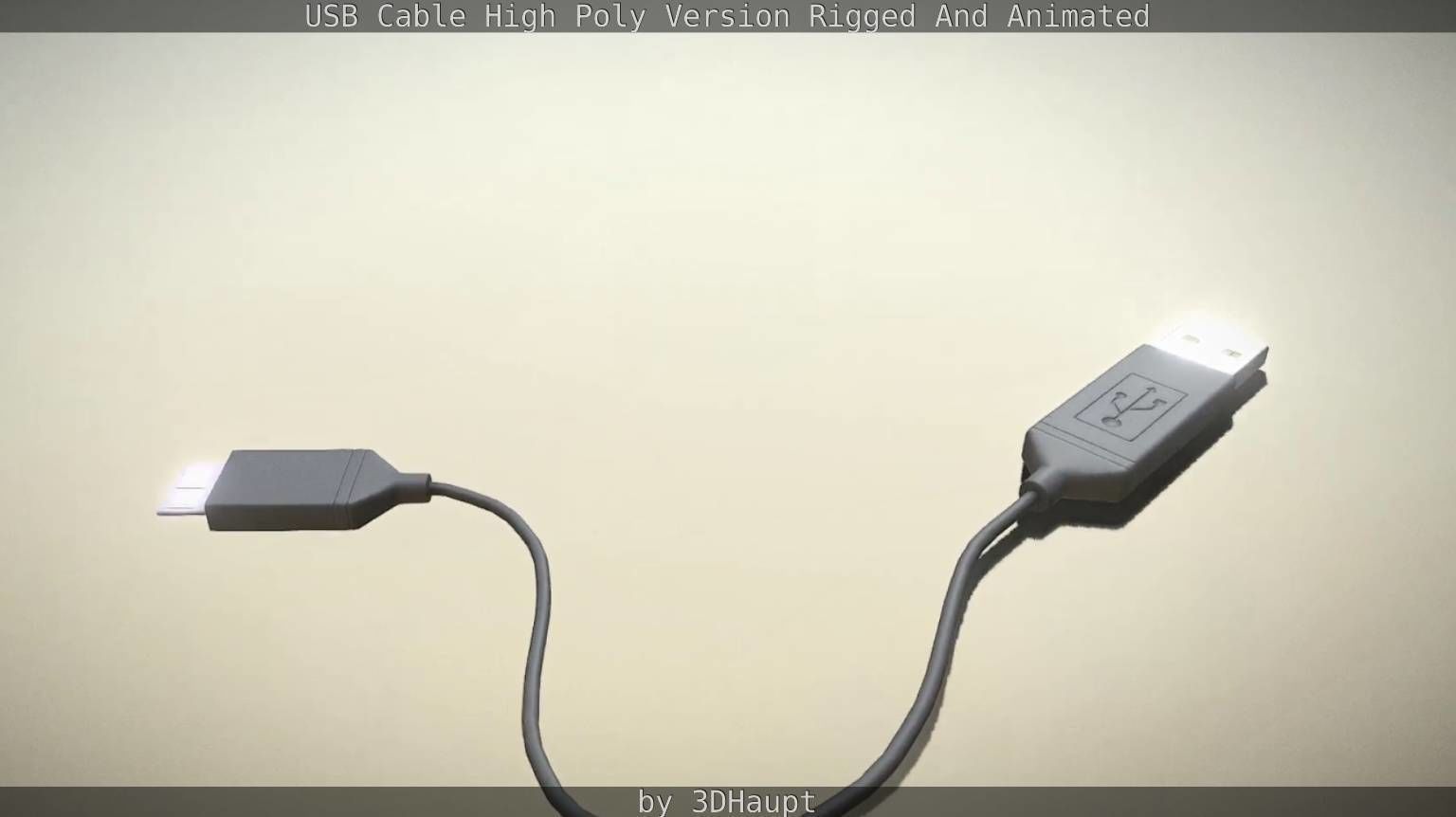 USB 3 Cable High Poly Version Rigged And Animated 3D model_109