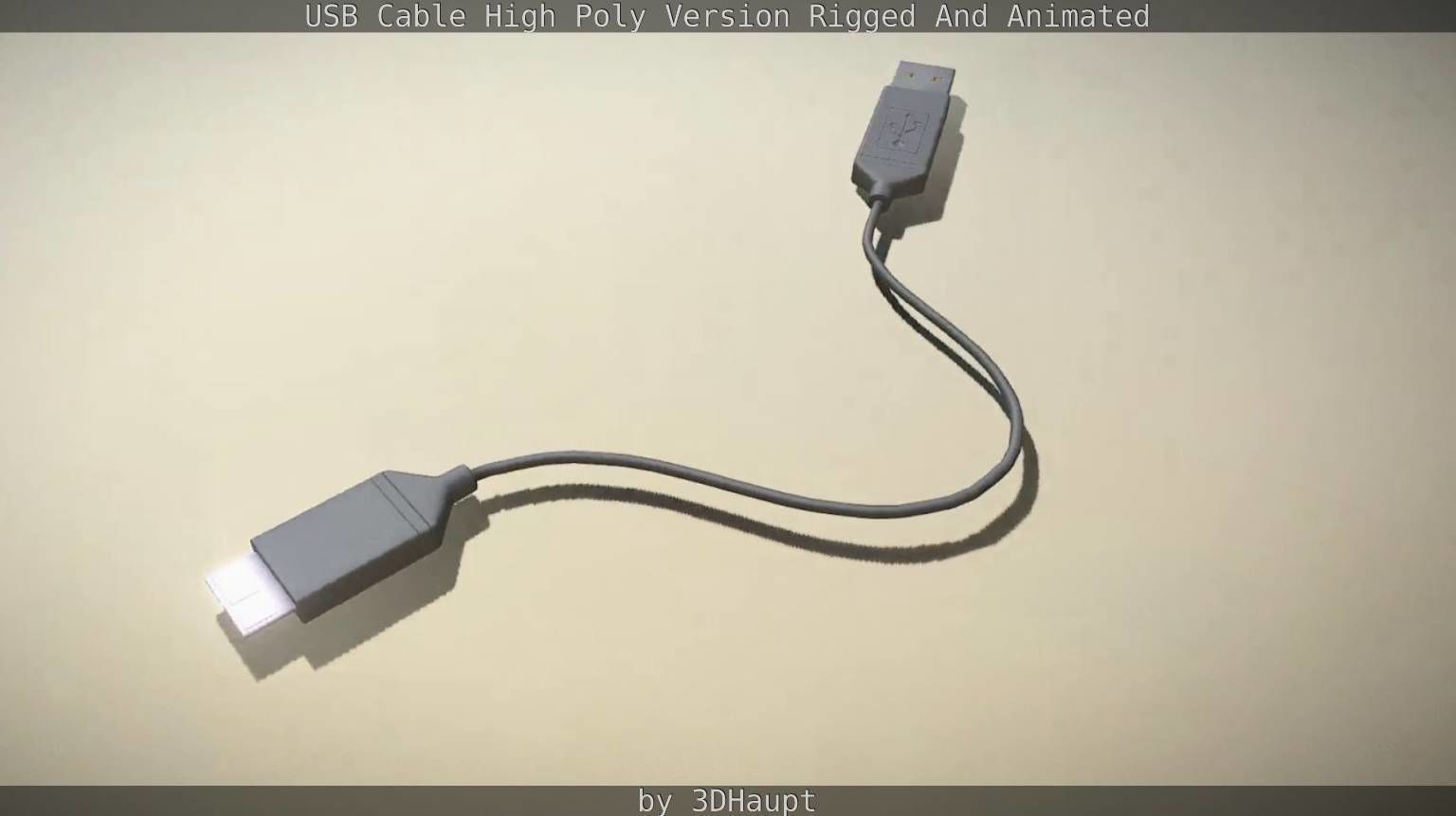 USB 3 Cable High Poly Version Rigged And Animated 3D model_57