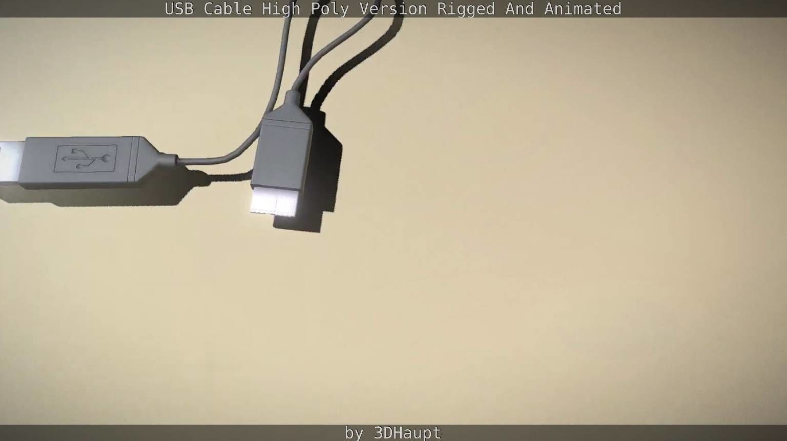 USB 3 Cable High Poly Version Rigged And Animated 3D model_61