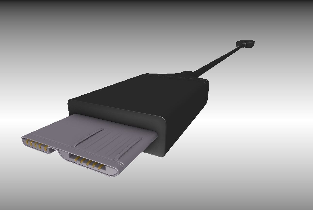 USB 3 Cable High Poly Version Rigged And Animated 3D model_7