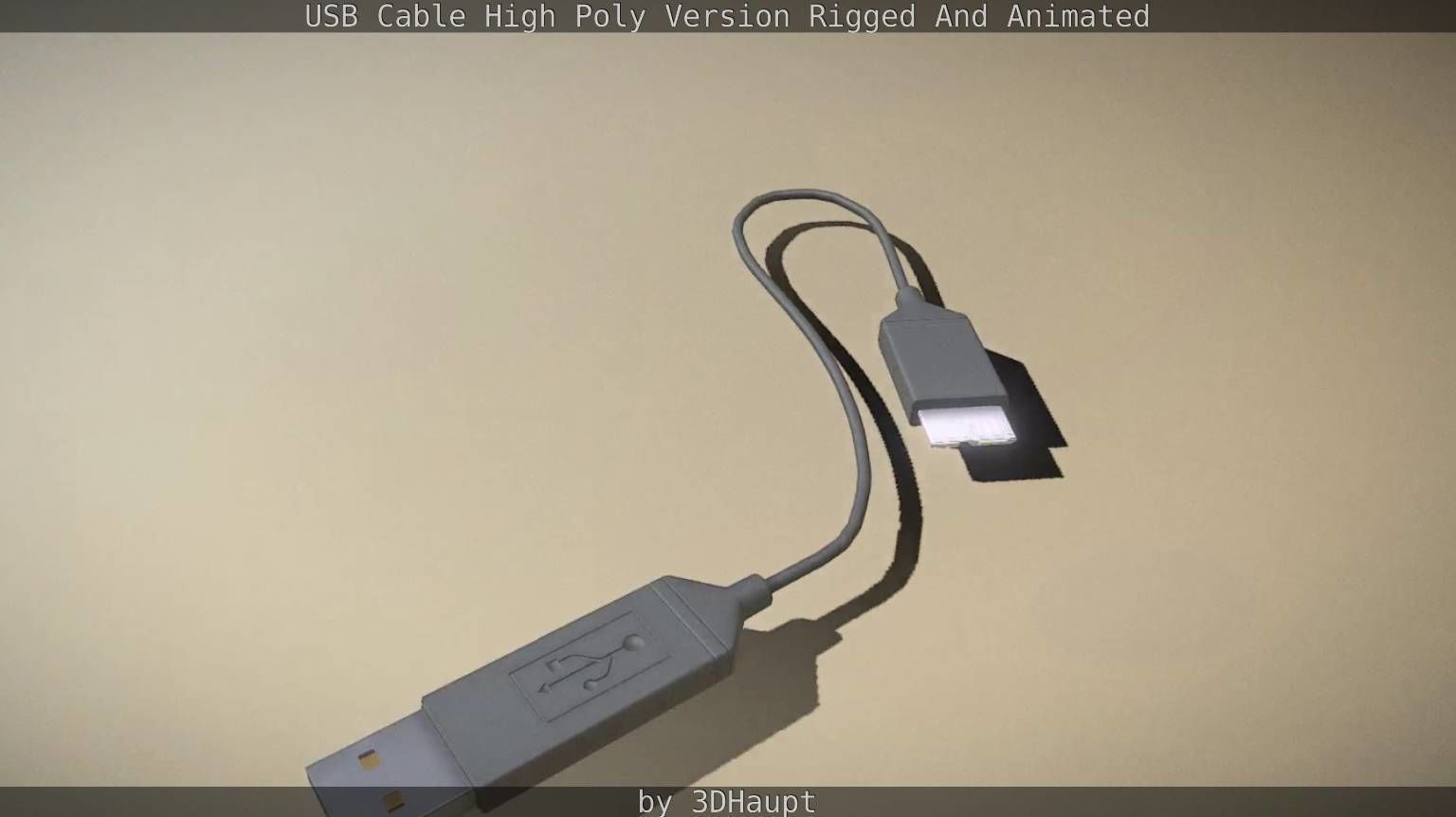 USB 3 Cable High Poly Version Rigged And Animated 3D model_73
