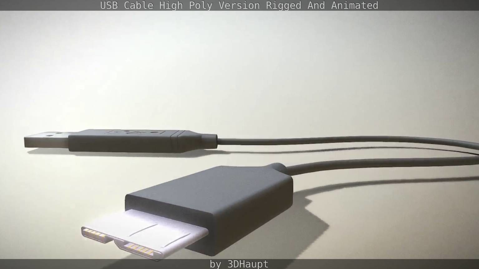 USB 3 Cable High Poly Version Rigged And Animated 3D model_86
