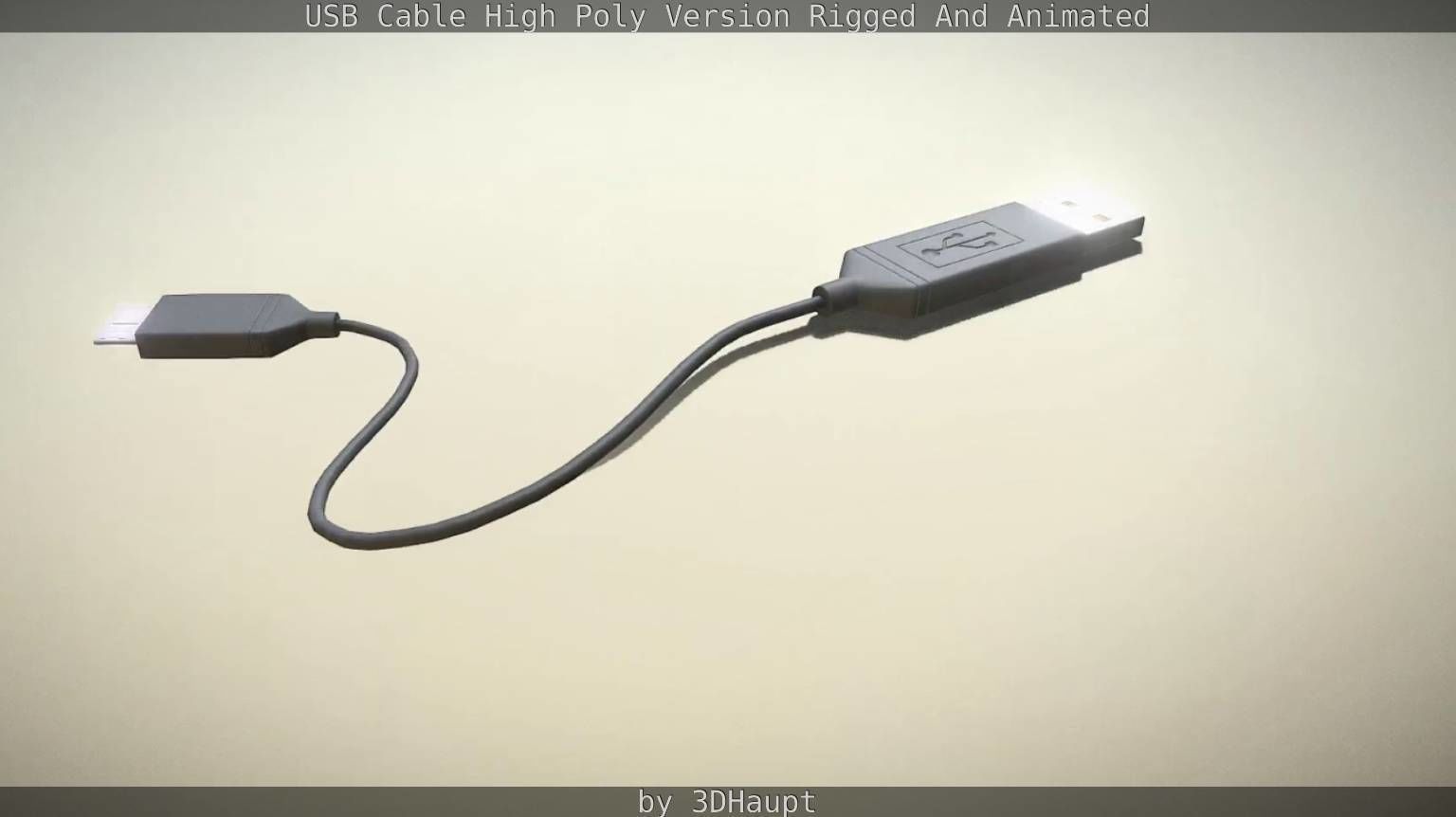 USB 3 Cable High Poly Version Rigged And Animated 3D model_66