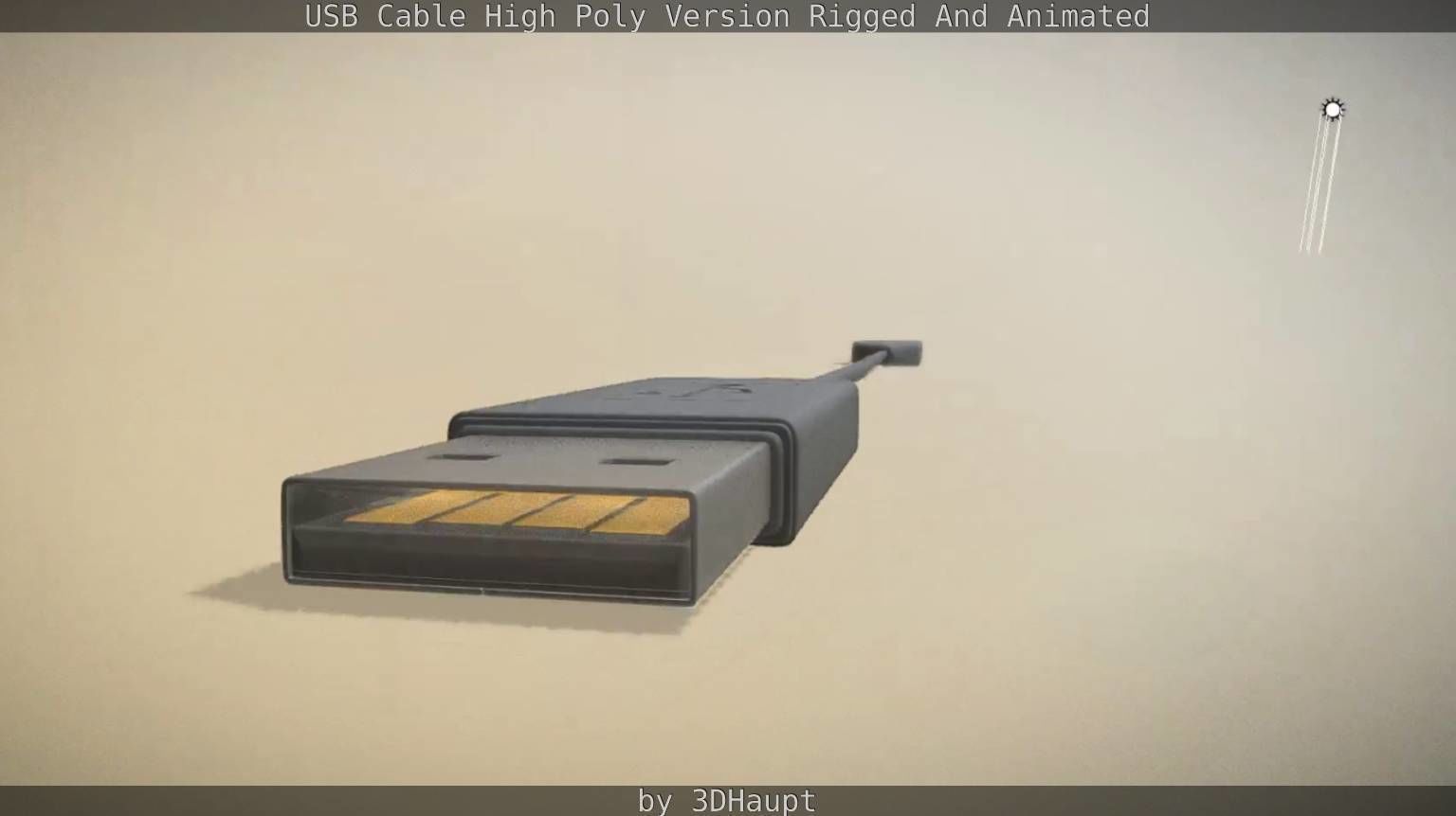 USB 3 Cable High Poly Version Rigged And Animated 3D model_21