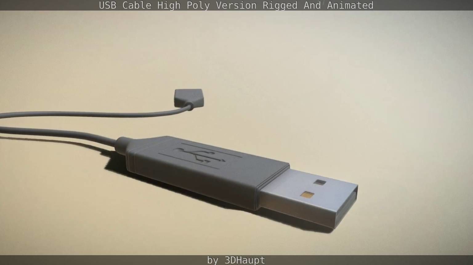 USB 3 Cable High Poly Version Rigged And Animated 3D model_103