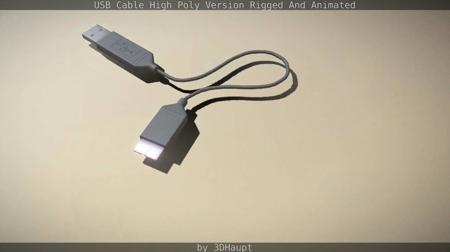 USB 3 Cable High Poly Version Rigged And Animated 3D model_44