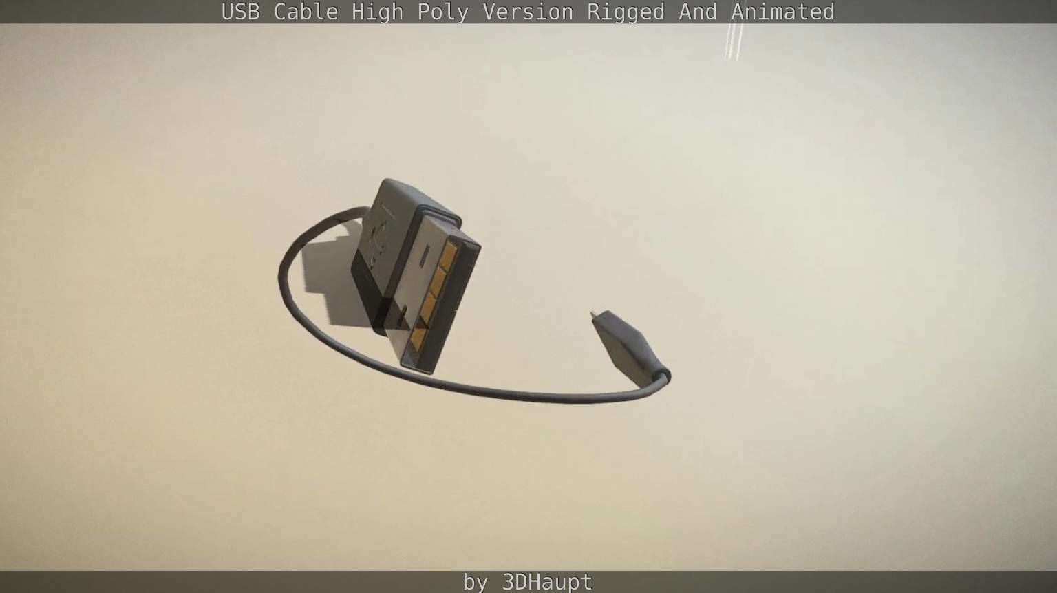 USB 3 Cable High Poly Version Rigged And Animated 3D model_83