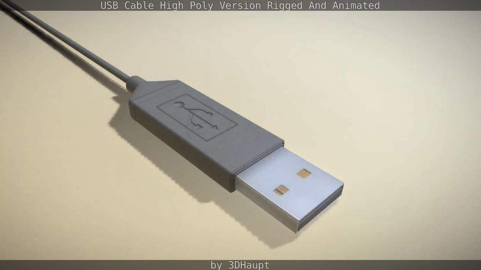 USB 3 Cable High Poly Version Rigged And Animated 3D model_42