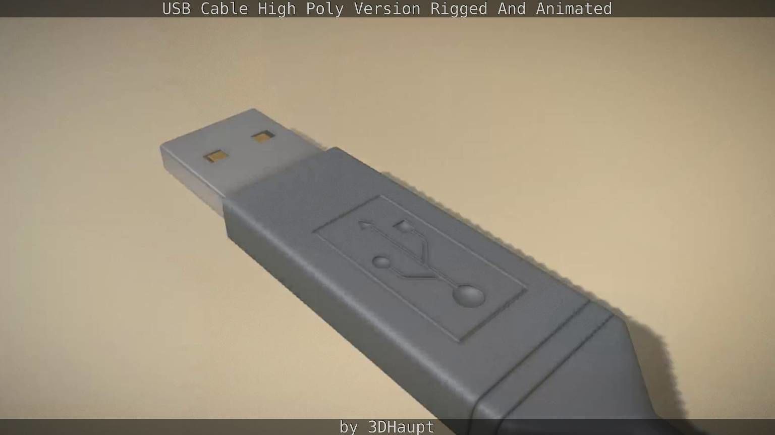 USB 3 Cable High Poly Version Rigged And Animated 3D model_27