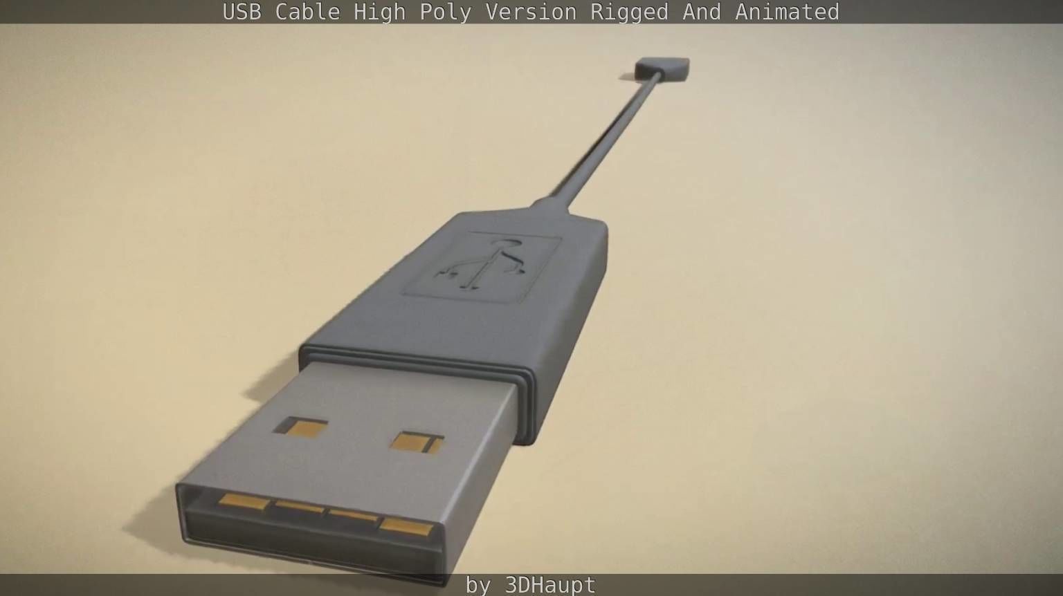 USB 3 Cable High Poly Version Rigged And Animated 3D model_20