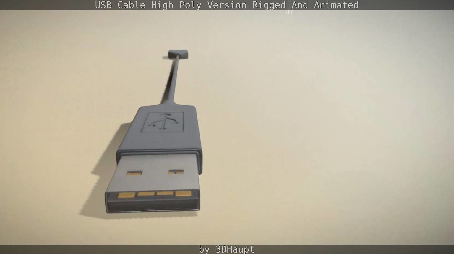 USB 3 Cable High Poly Version Rigged And Animated 3D model_14
