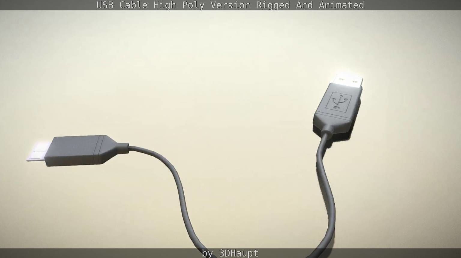 USB 3 Cable High Poly Version Rigged And Animated 3D model_63