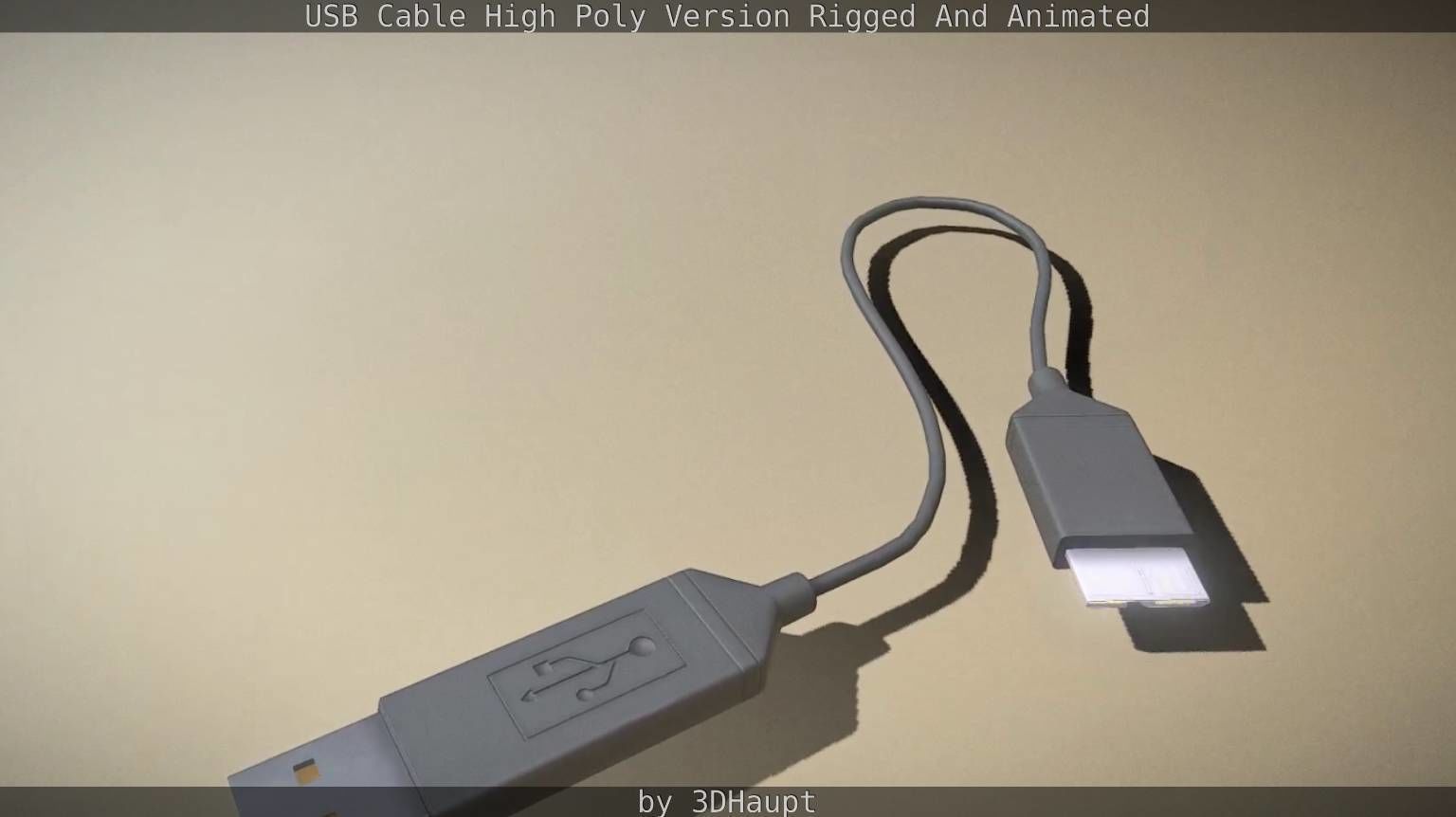 USB 3 Cable High Poly Version Rigged And Animated 3D model_79