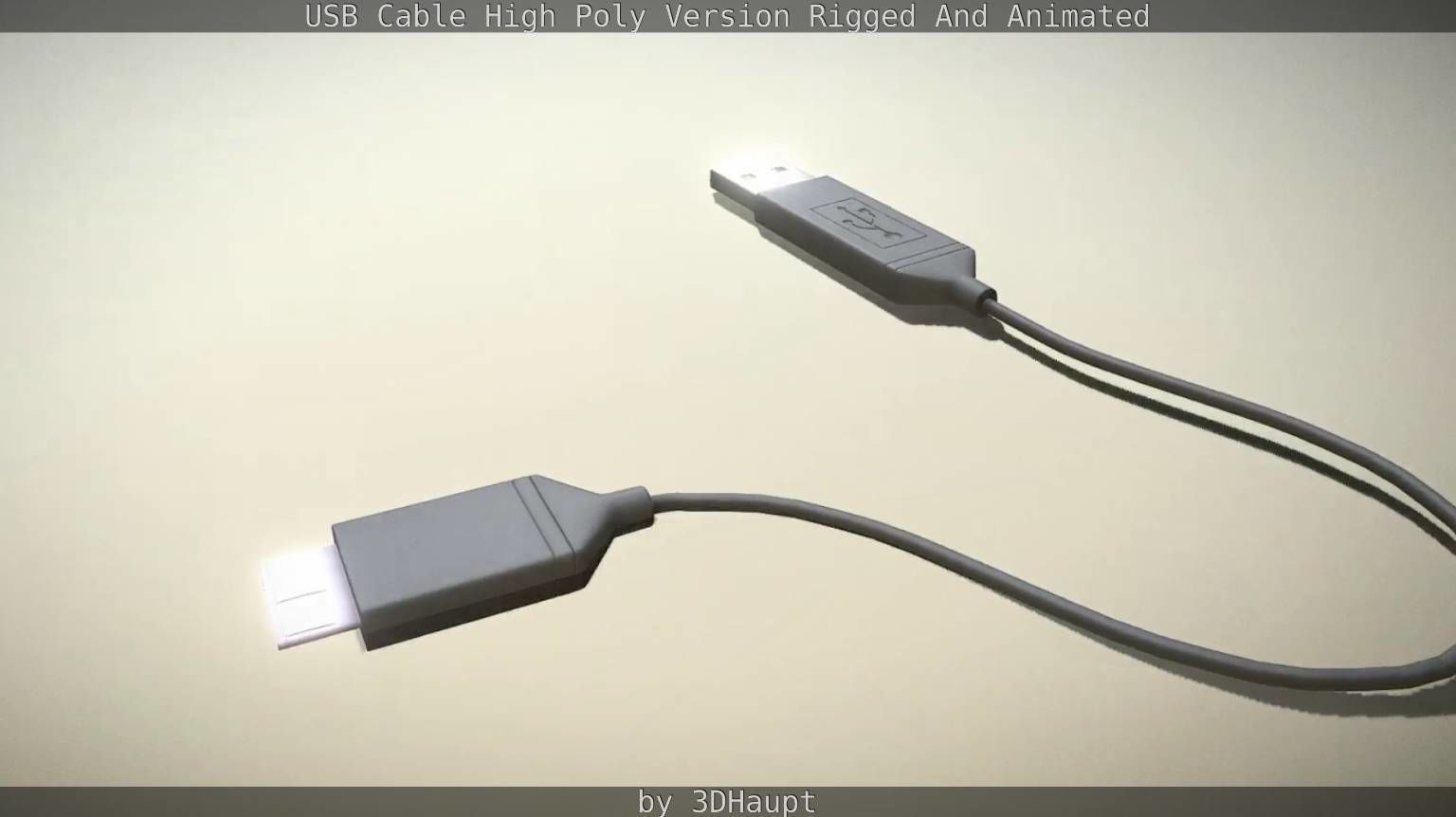 USB 3 Cable High Poly Version Rigged And Animated 3D model_59