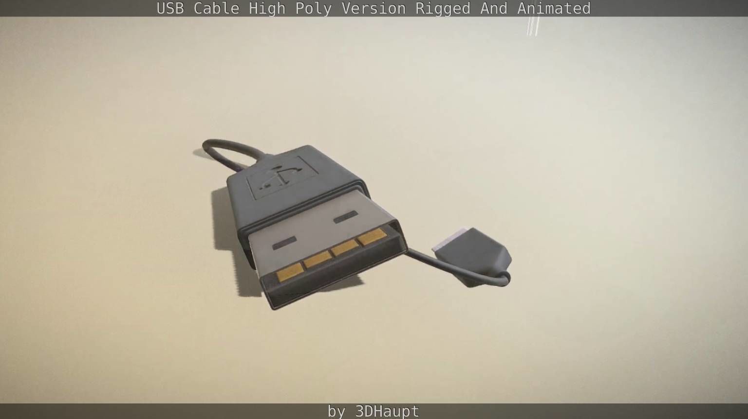 USB 3 Cable High Poly Version Rigged And Animated 3D model_85