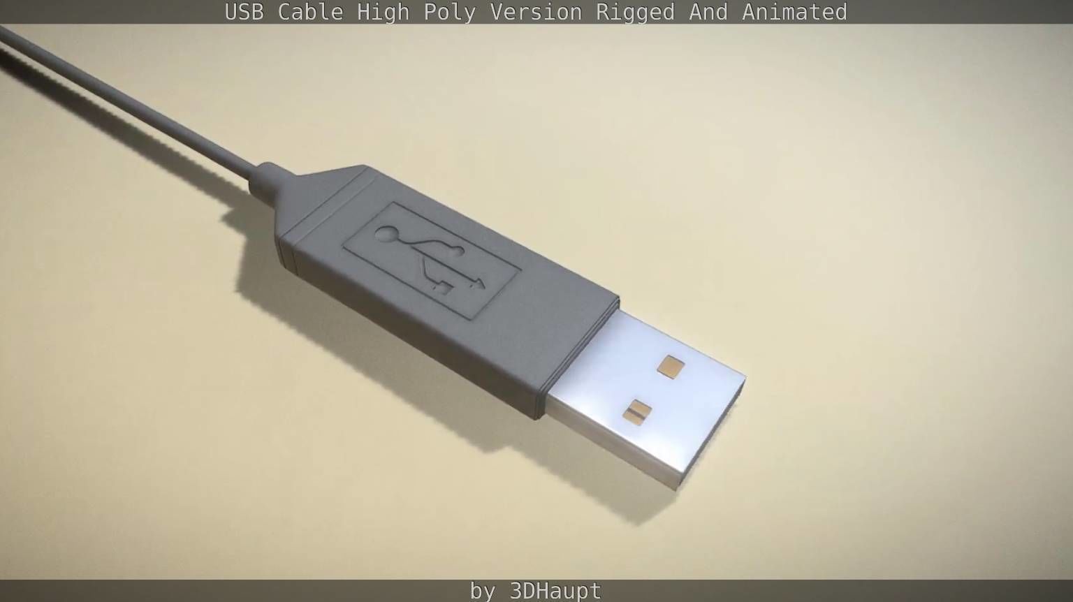 USB 3 Cable High Poly Version Rigged And Animated 3D model_40
