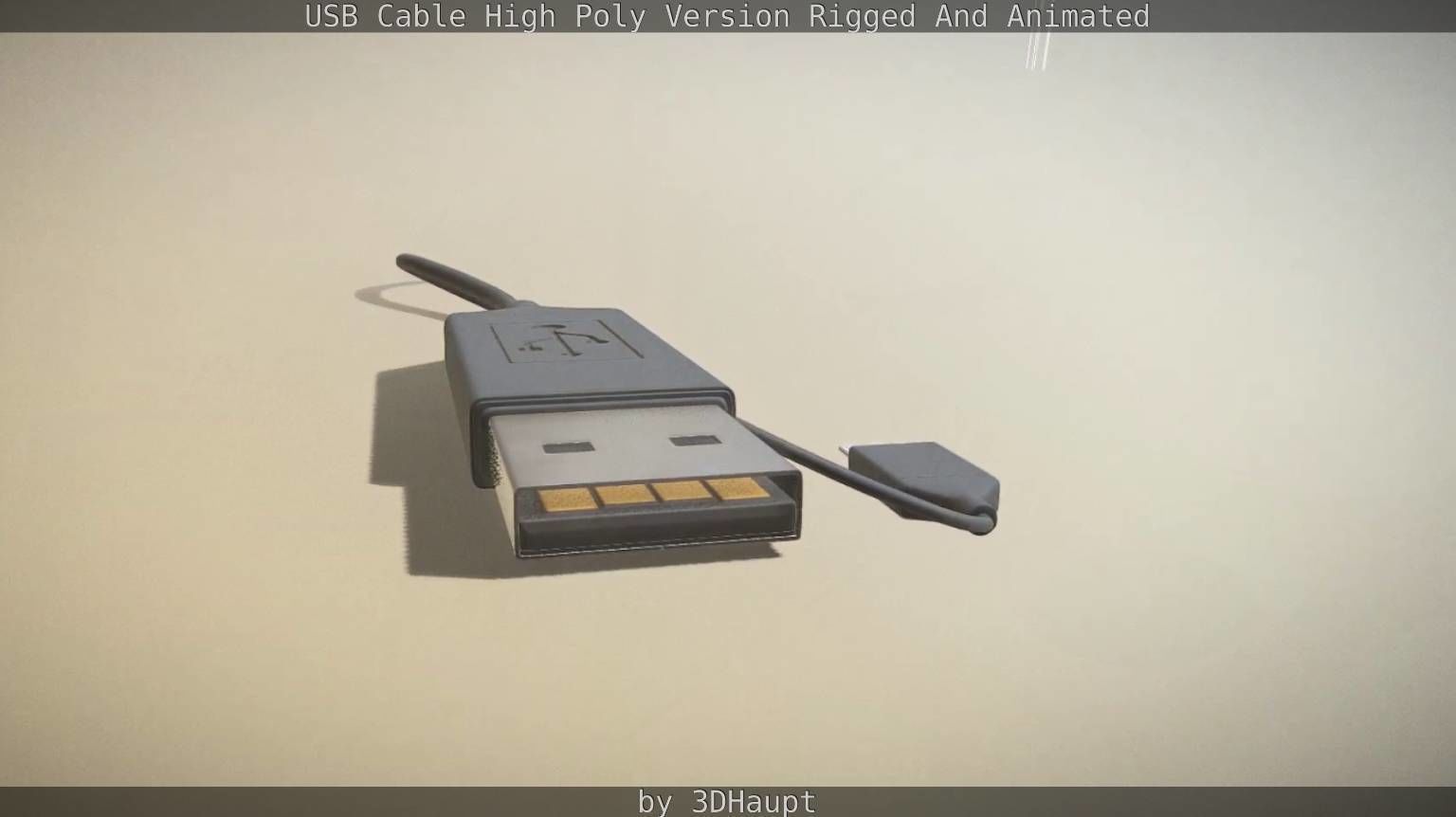 USB 3 Cable High Poly Version Rigged And Animated 3D model_87