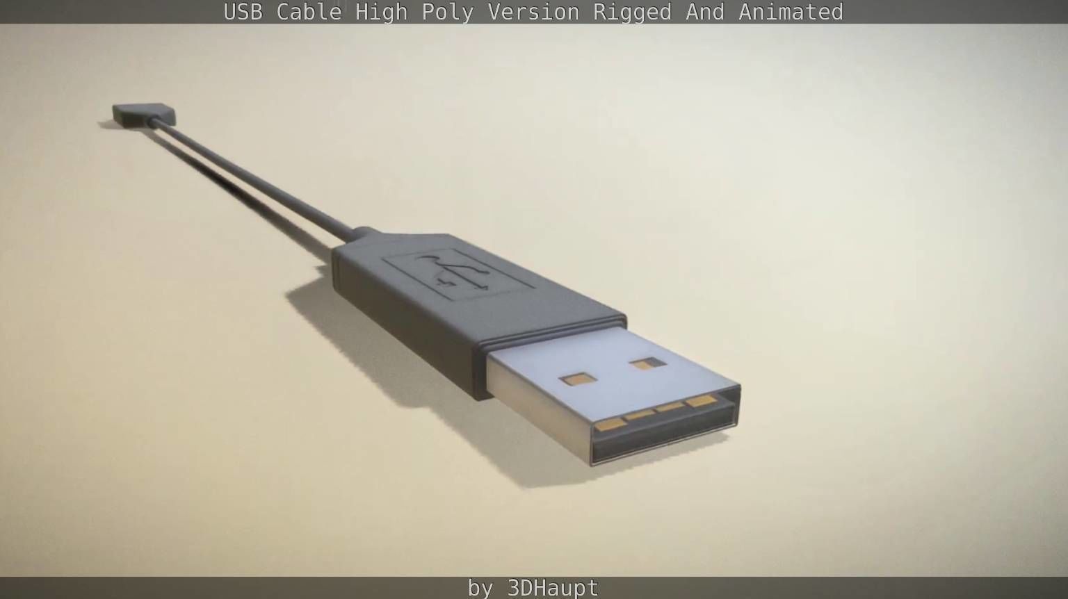 USB 3 Cable High Poly Version Rigged And Animated 3D model_28