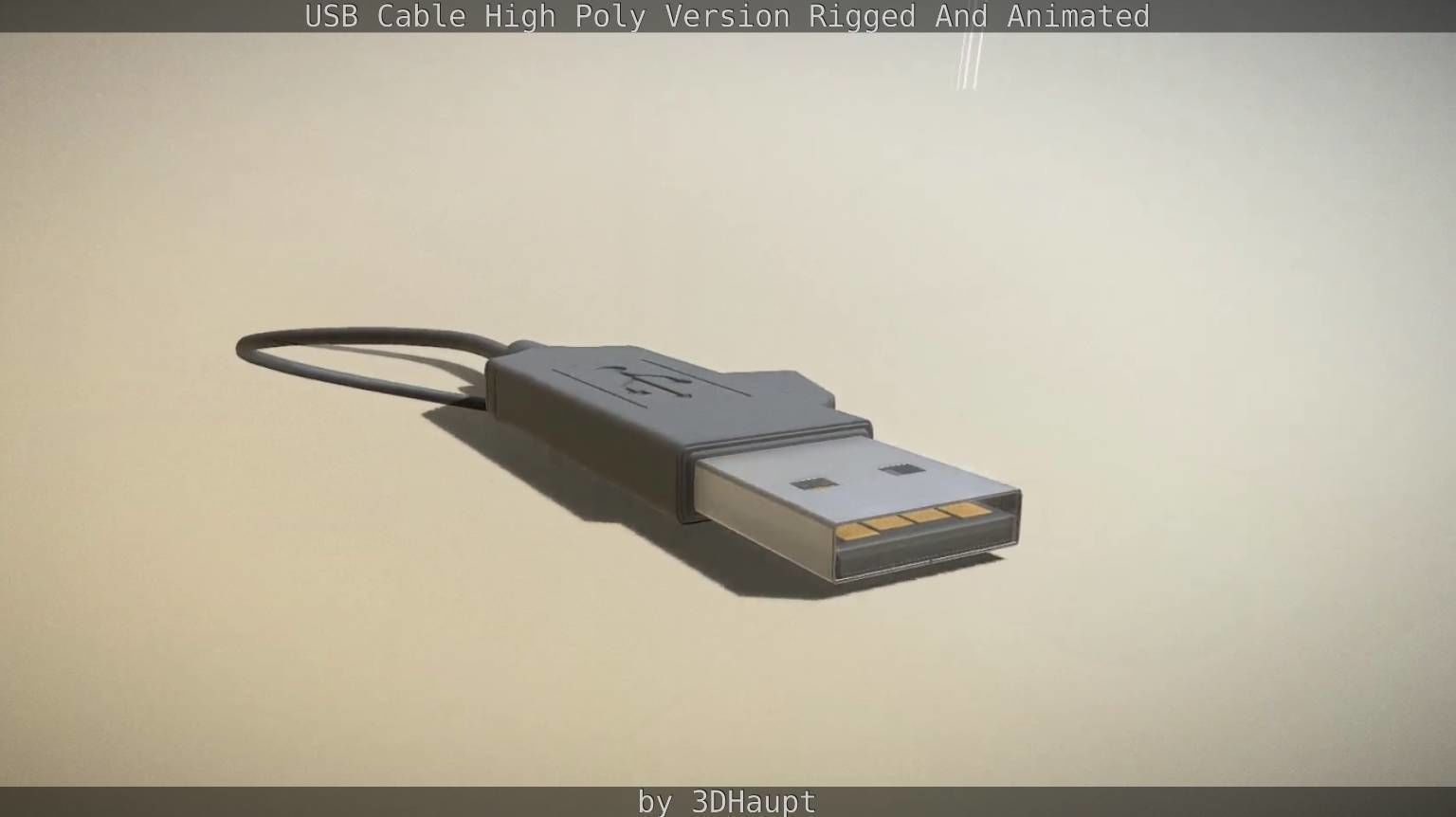 USB 3 Cable High Poly Version Rigged And Animated 3D model_90
