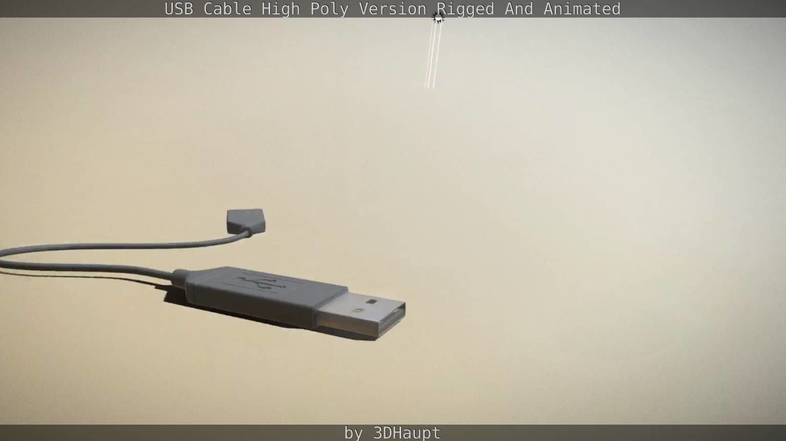 USB 3 Cable High Poly Version Rigged And Animated 3D model_99
