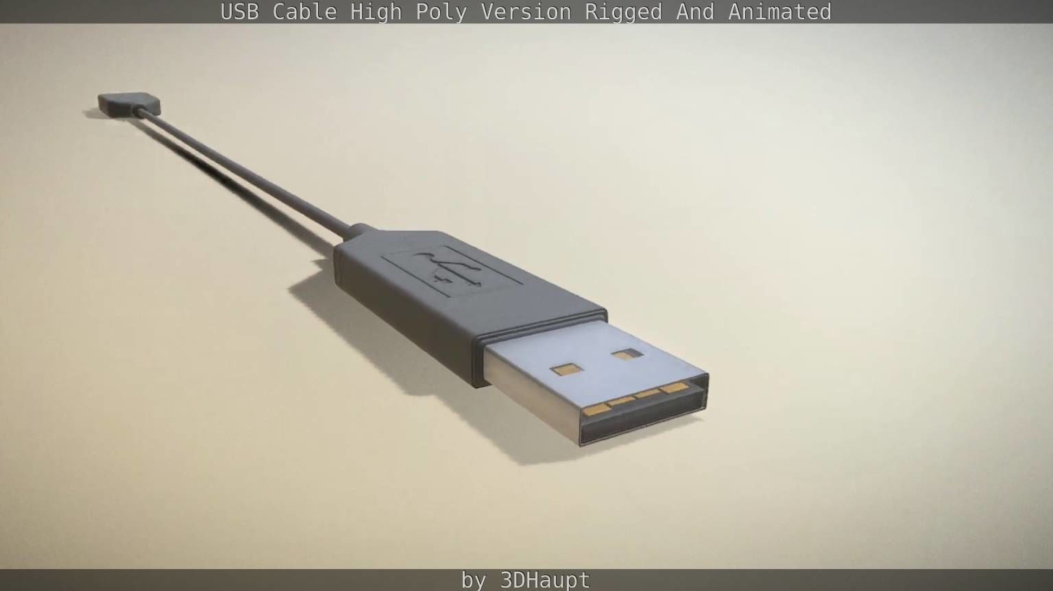 USB 3 Cable High Poly Version Rigged And Animated 3D model_39