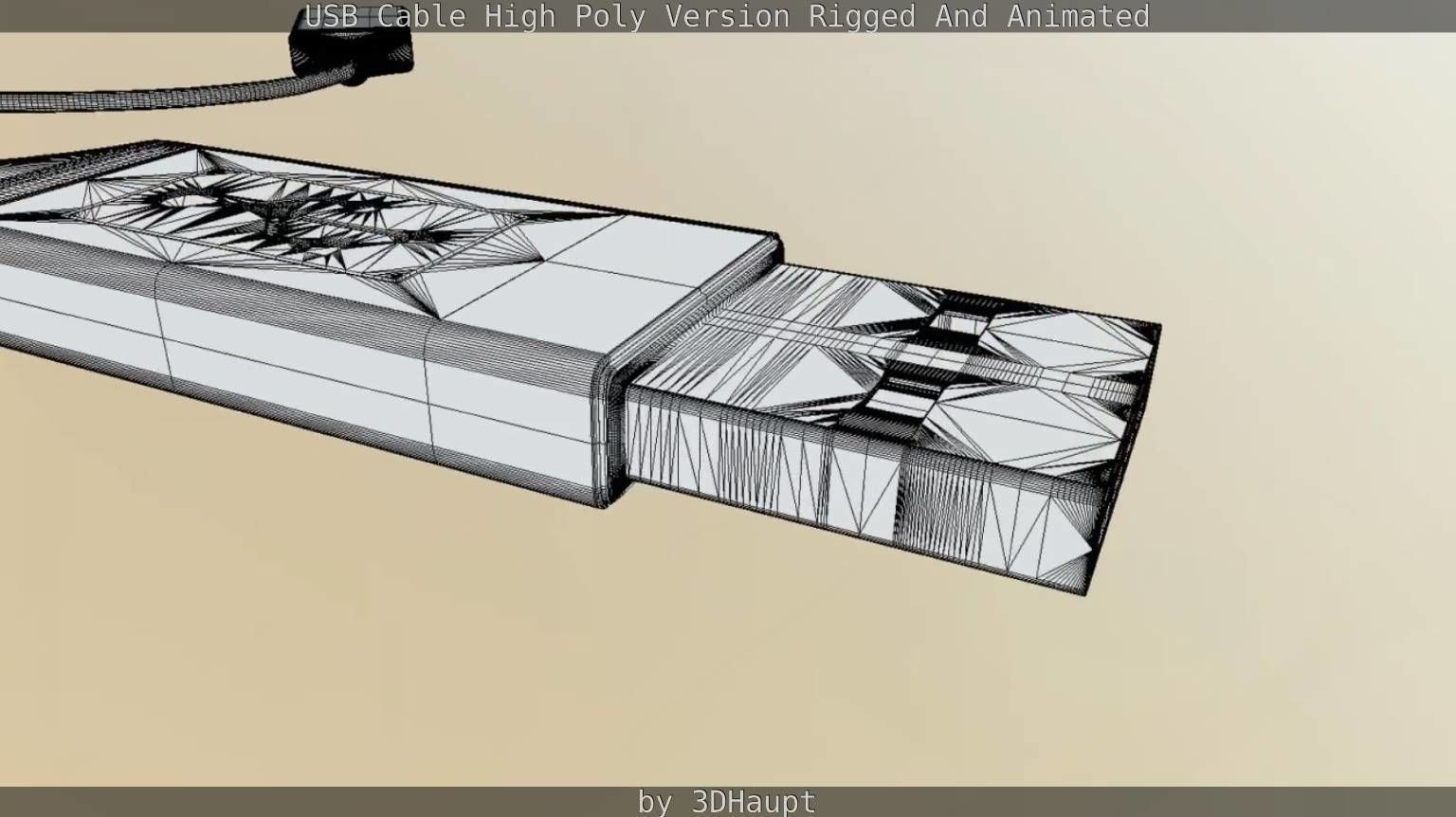 USB 3 Cable High Poly Version Rigged And Animated 3D model_130