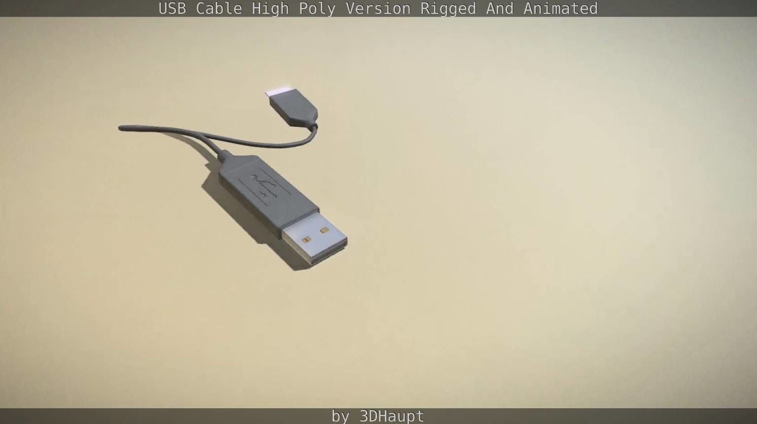 USB 3 Cable High Poly Version Rigged And Animated 3D model_124