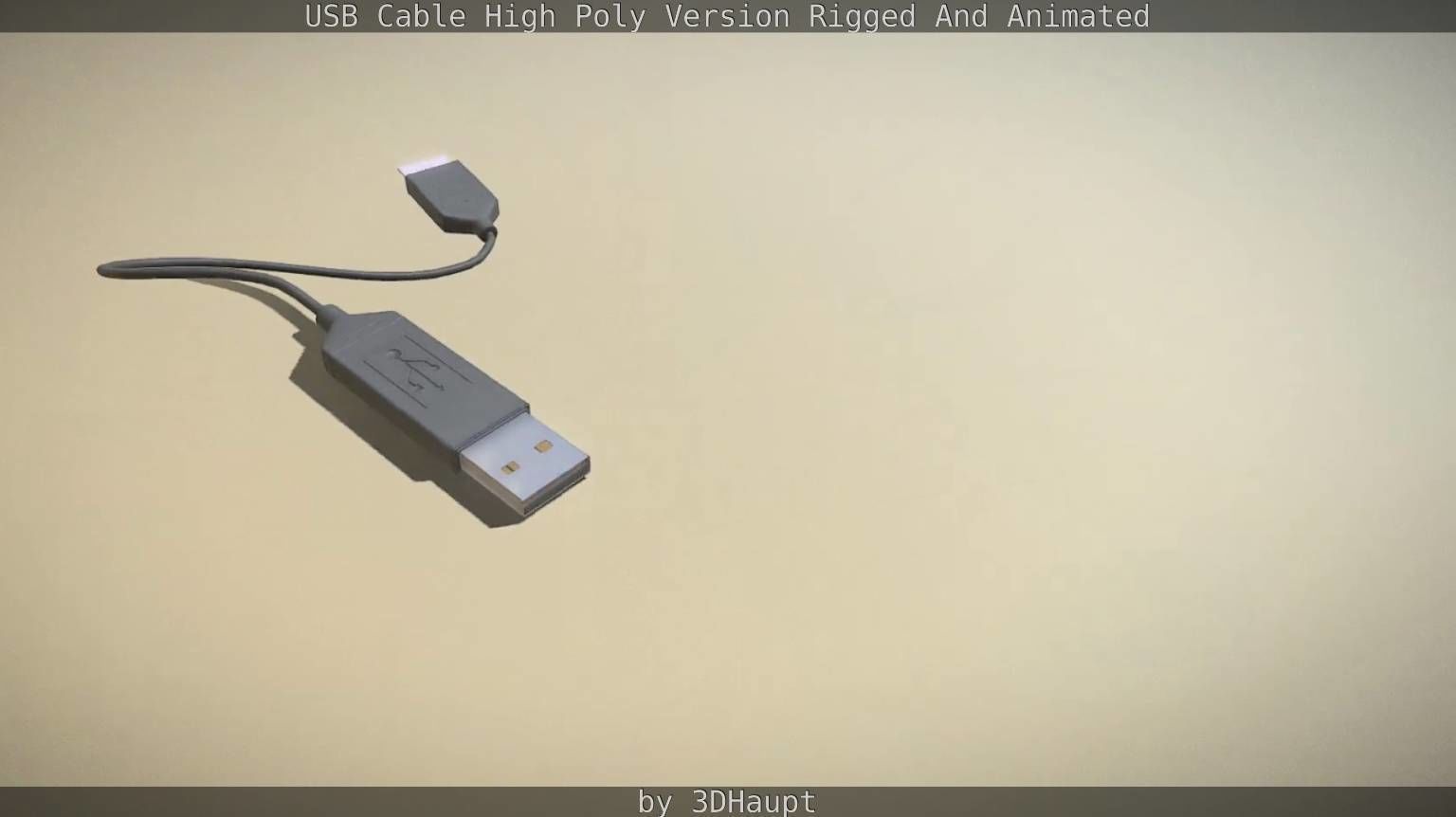 USB 3 Cable High Poly Version Rigged And Animated 3D model_122