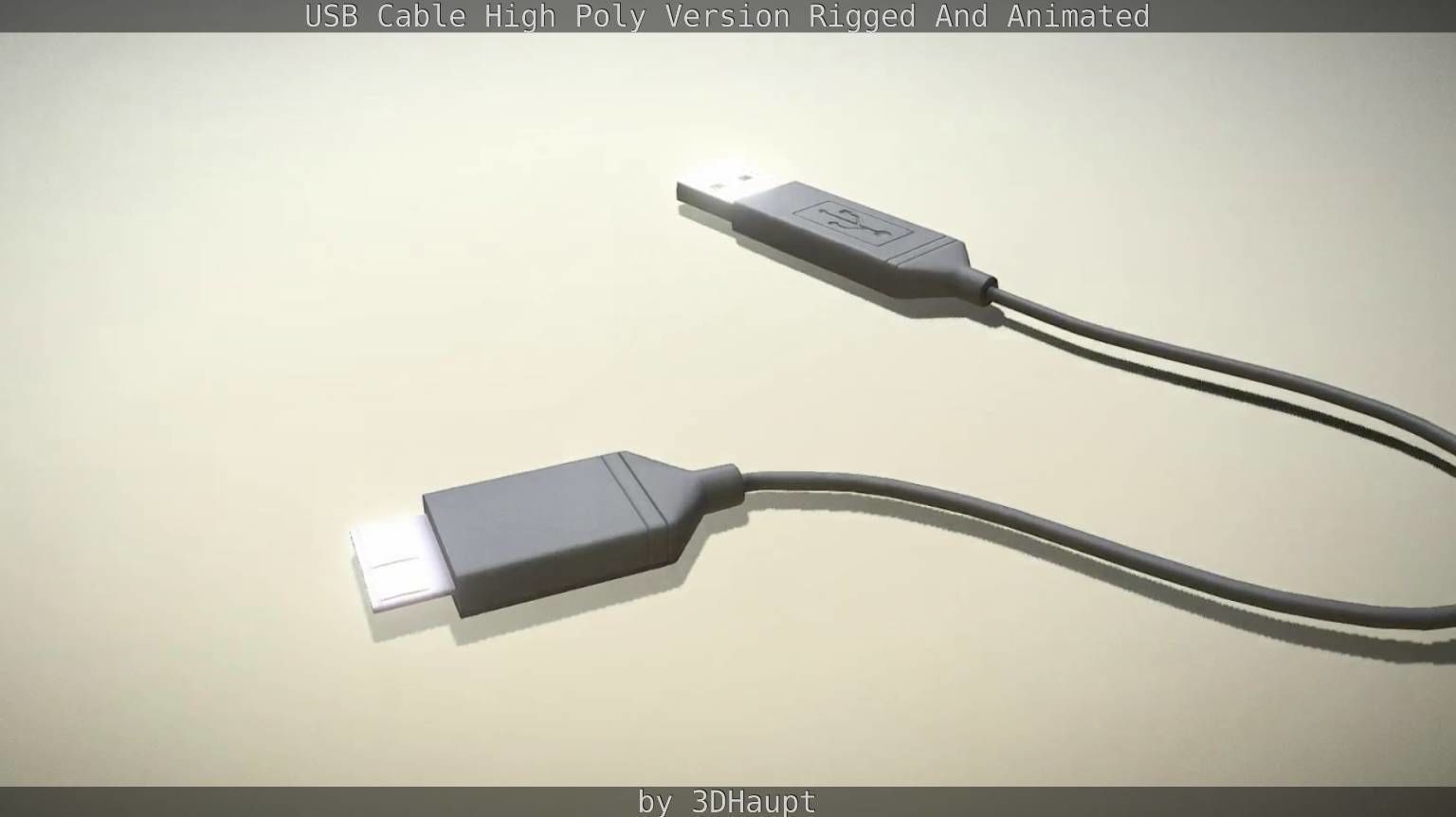USB 3 Cable High Poly Version Rigged And Animated 3D model_97