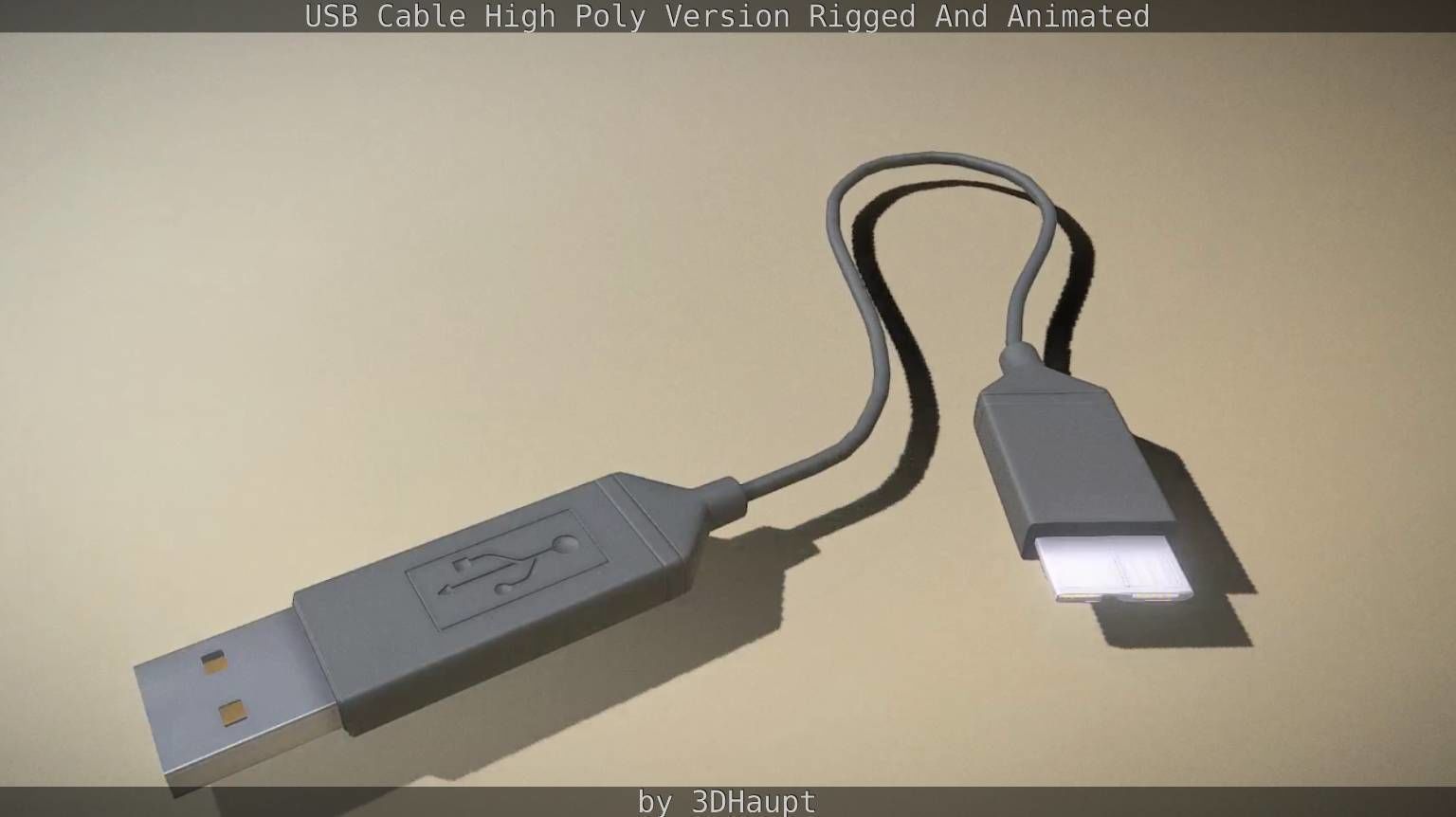 USB 3 Cable High Poly Version Rigged And Animated 3D model_65