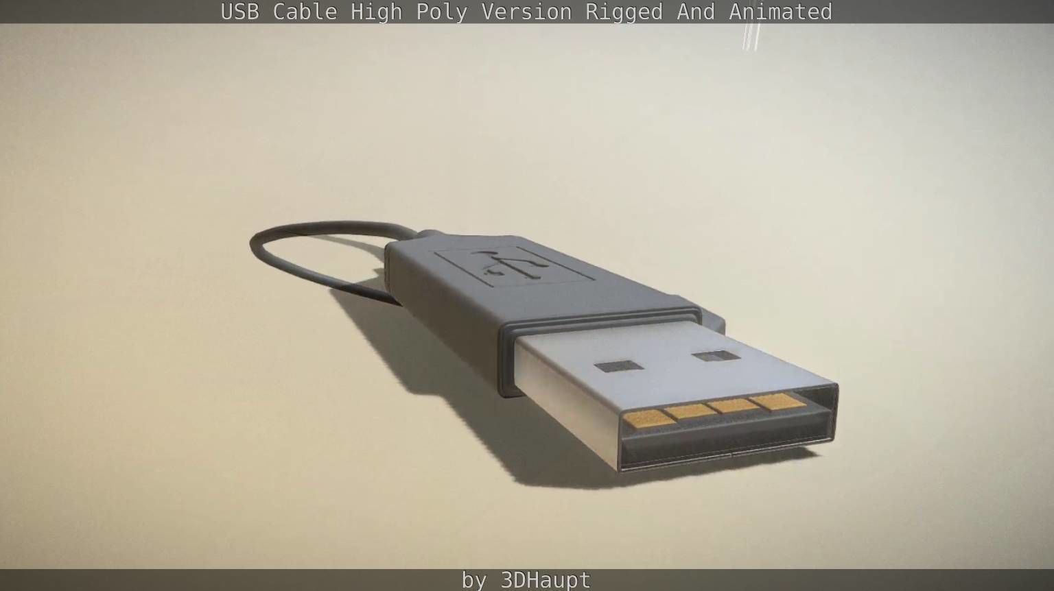 USB 3 Cable High Poly Version Rigged And Animated 3D model_88