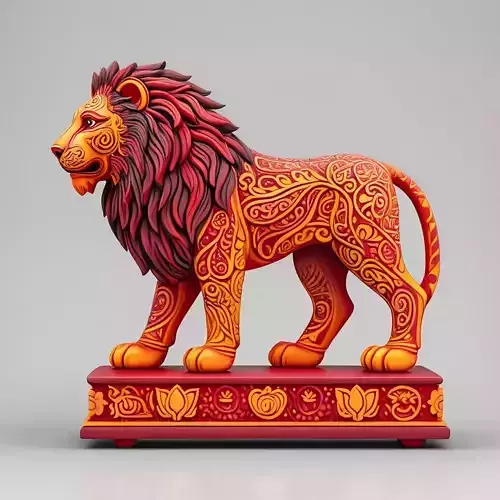 2984Laughing African Lion with Majestic Mane Full Color Totem