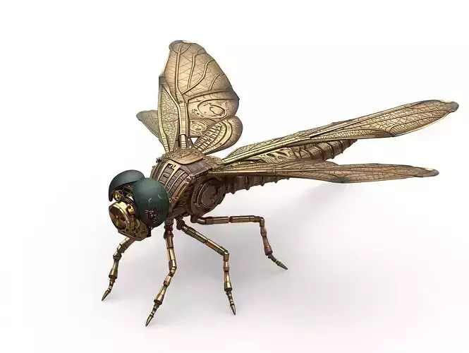 Industrial Steampunk Dragonfly Drone 3D Model