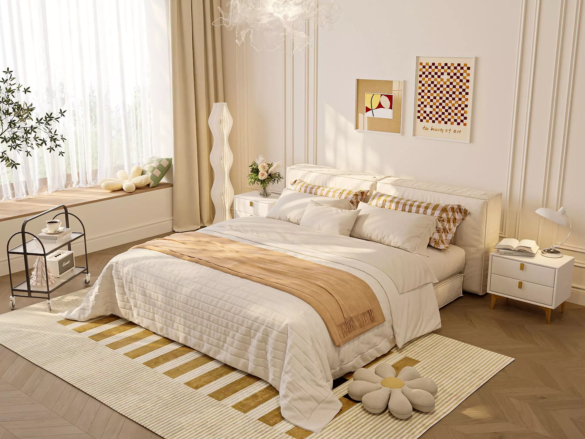 Warm Minimal Bedroom Interior 3D model