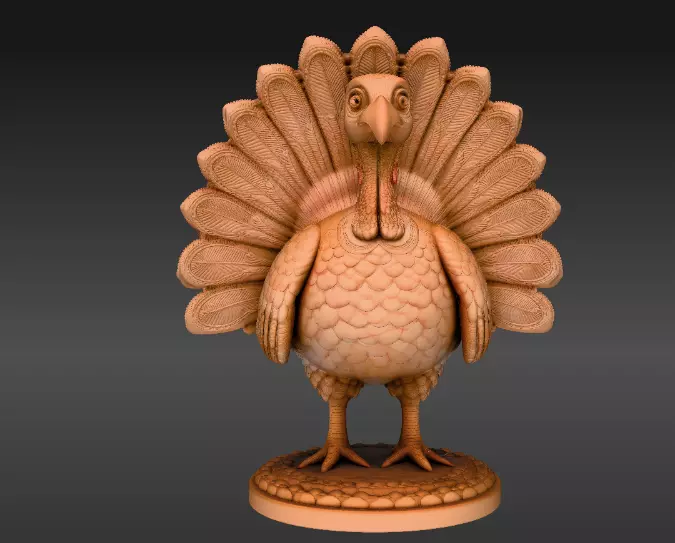 Turkey Figurine 3D Model Thanksgiving Ornament Print-Ready Low-poly 3D model
