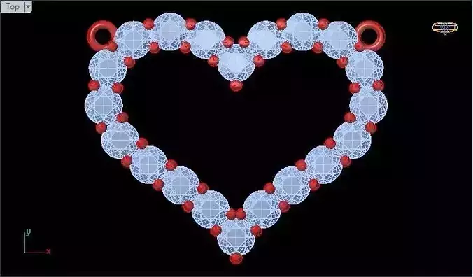 Diamond Heart Necklace 3D Rhino Print Model