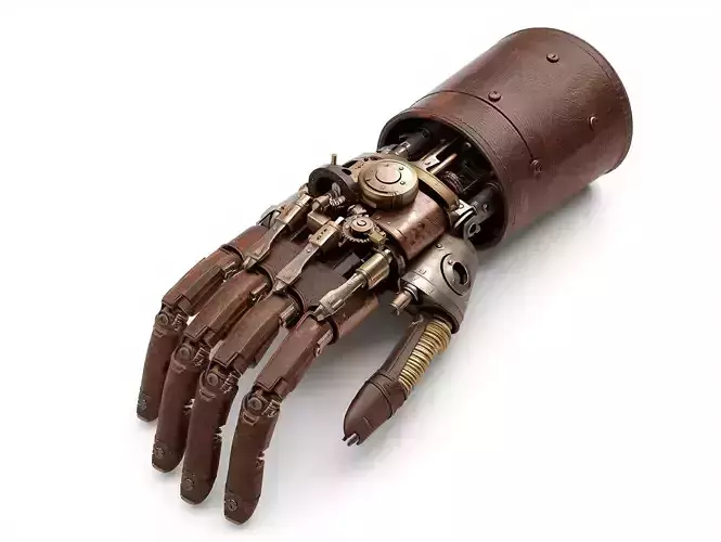 Reinforced Steampunk Prosthetic Hand 3D Model