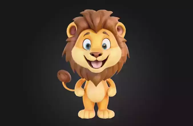 Cute Stylized Lion Cub 3D Model