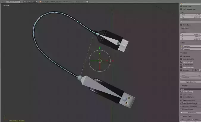 USB 3 Cable Rigged Low Poly Version  - Gameready - PBR Textures Low-poly 3D model