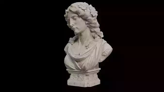Stunning Bust of Woman with Flowers  classical Greco-Roman art