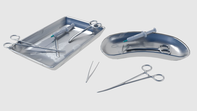 Surgical Instruments Low-poly 3D model