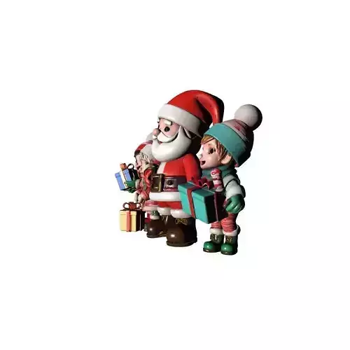 Christmas Santa with Kids 3D Model