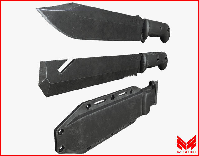 BKT Ka-Bar Pack w Sheath 3D model