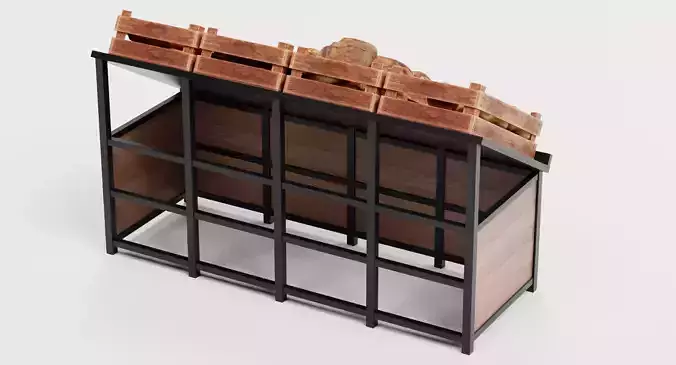 Stand with Bakery - Filled Produce Crate Display 3D model 4