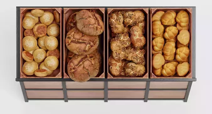 Stand with Bakery - Filled Produce Crate Display 3D model 5