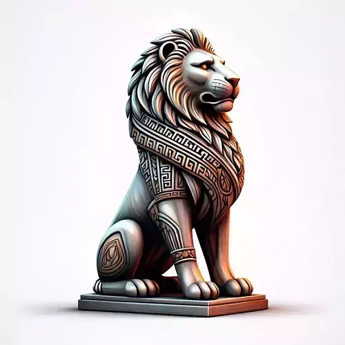 2985Laughing African Lion with Majestic Mane Full Color Totem 