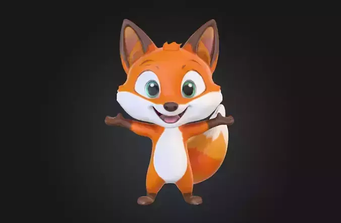 Cute Stylized Fox 3D Model